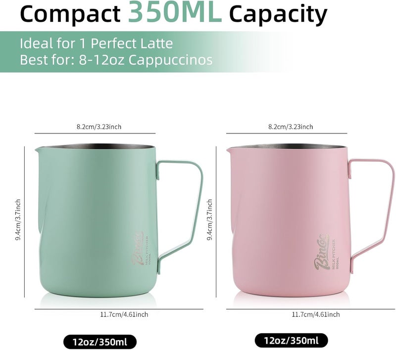 Bincoo إبريق رغوة الحليب - 350 مل/12 أونصة وردي - Image 4